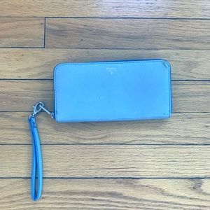 Icy Blue Fossil Wristlet Clutch Wallet